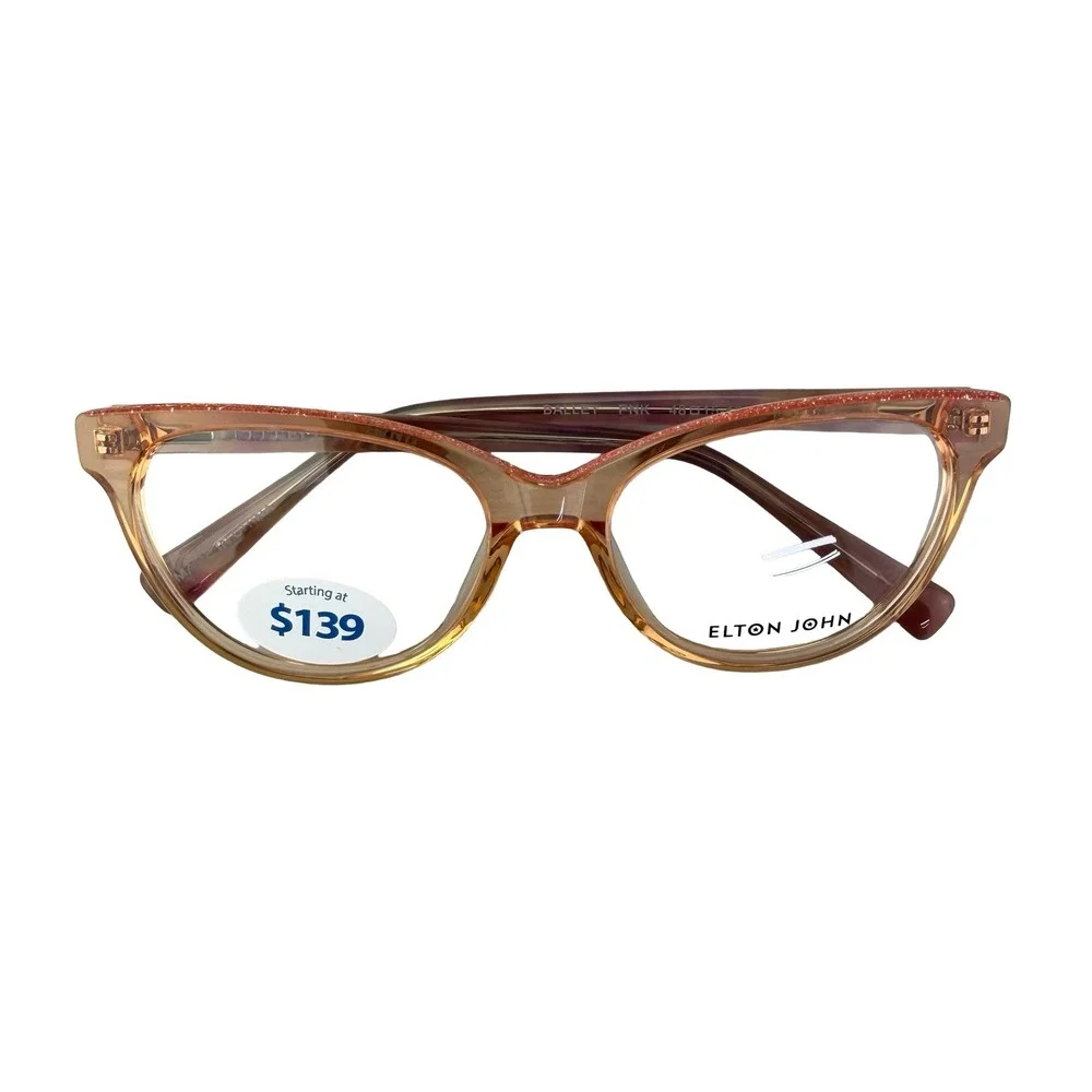 Elton John Ballet - Pink Glitter Cat Eye Eyeglasses Glasses w/ green case‎ NEW